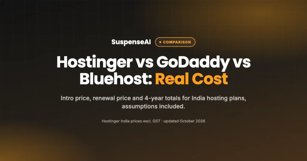 Hostinger vs GoDaddy India vs Bluehost renewal price comparison